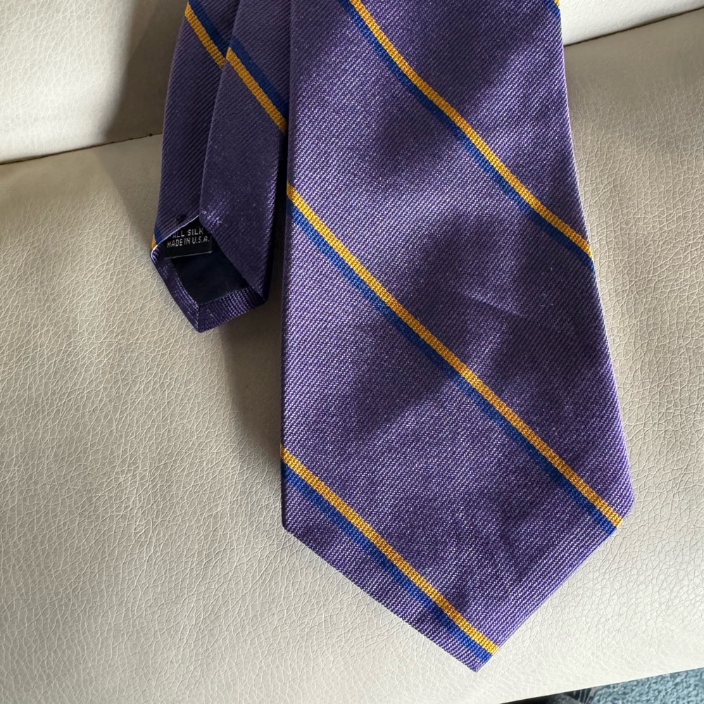 100% Silk Designer Purple Blue and Gold Neck Tie - Colours by Alexander Julian